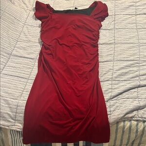 Saint Tropez West Red Ruched Midi Dress